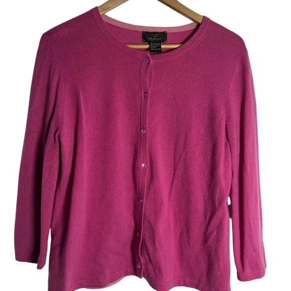 Pure Cashmere - 100% Cashmere Women's Pink Cardigan Sweater - Picture 2 of 4